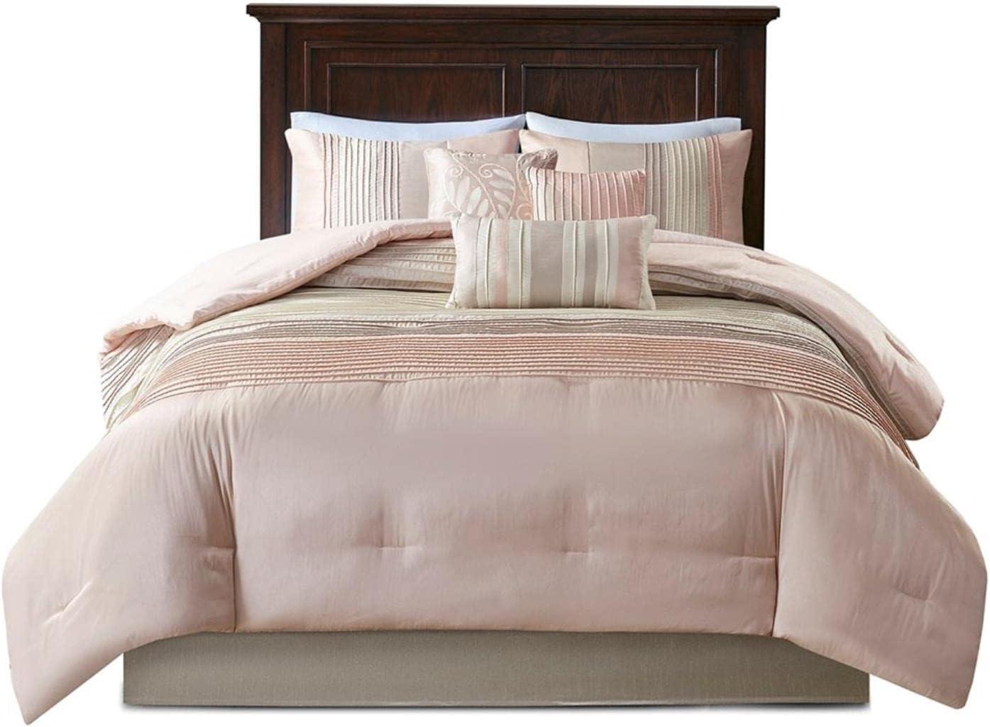 Amherst 7 Piece Striped and Pleated Comforter Set