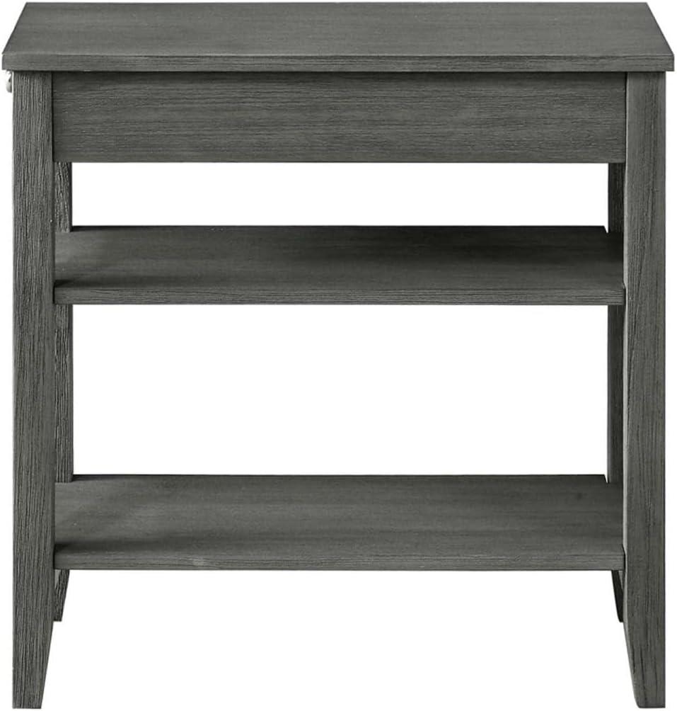 Convenience Concepts American Heritage 1 Drawer Chairside End Table with Shelves, Wirebrush Dark Gray