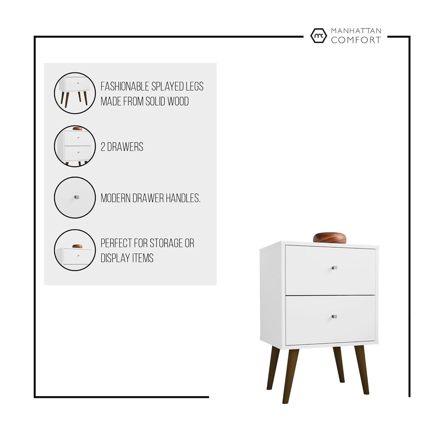 Liberty 2.0 Mid Century Modern Nightstand with 3D Brown Prints Rustic Brown - Manhattan Comfort