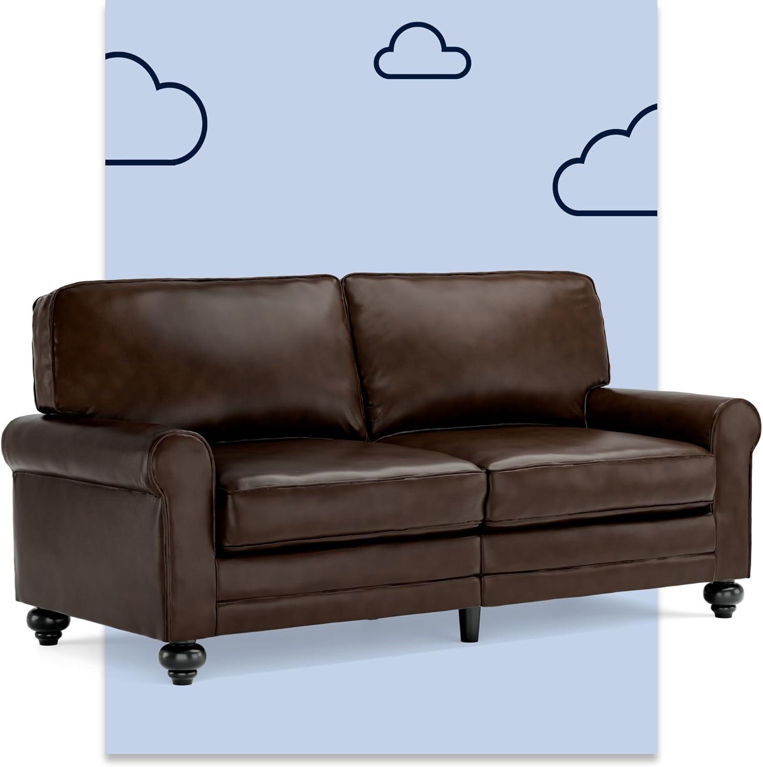 Serta Serta Copenhagen 73" Sofa Couch for Two People with Pillowed Back Cushions and Rolled Arm