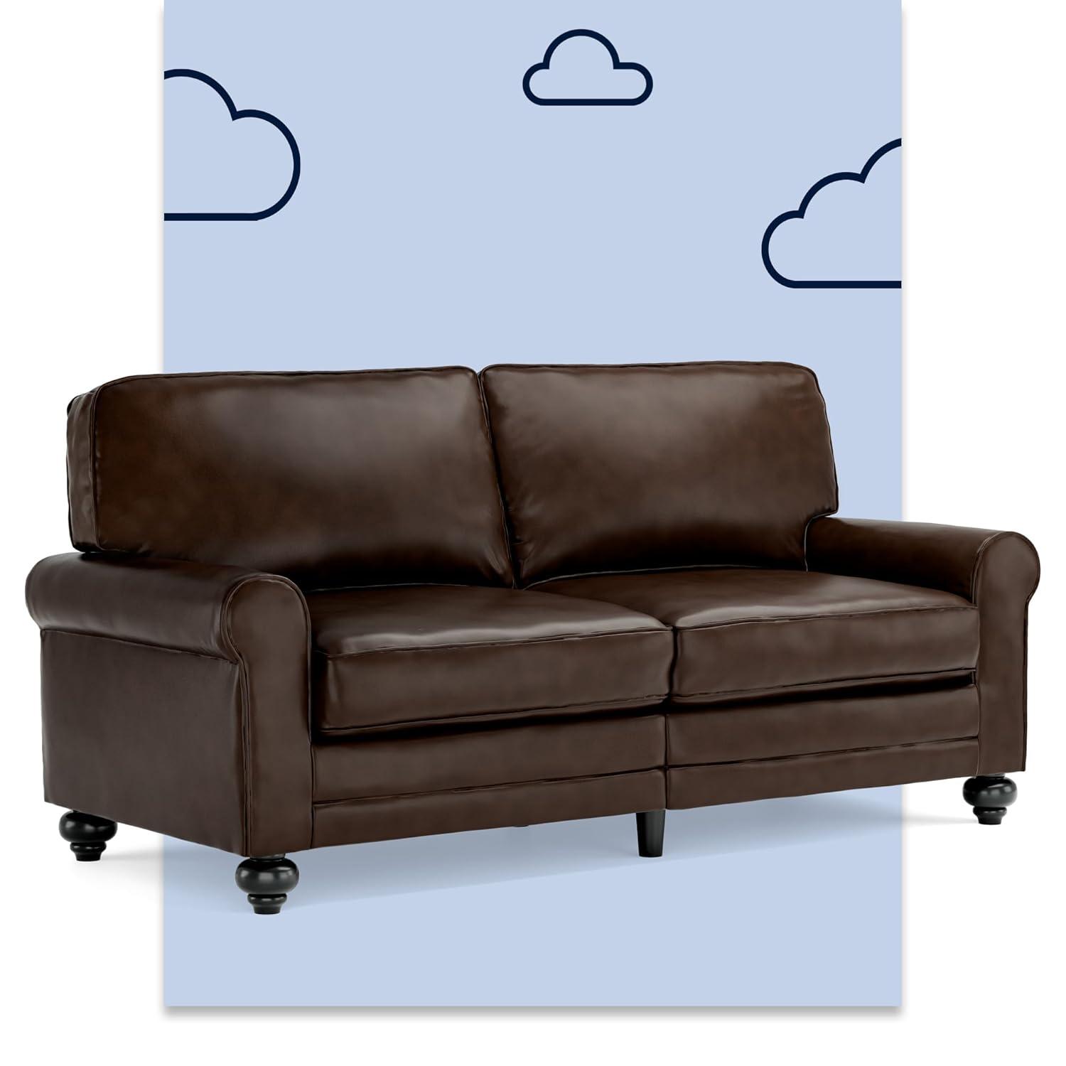 Serta Serta Copenhagen 73" Sofa Couch for Two People with Pillowed Back Cushions and Rolled Arm