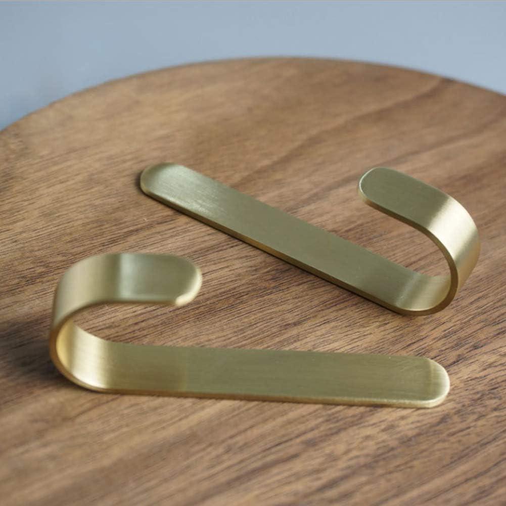 Golden Brass Bathroom Towel Hook - No Drill, Adhesive Installation - 2-Pack of Shower Kitchen Wall Hanging Hooks - Tasteful Design for Coats, Towels, and More - Easy Install -