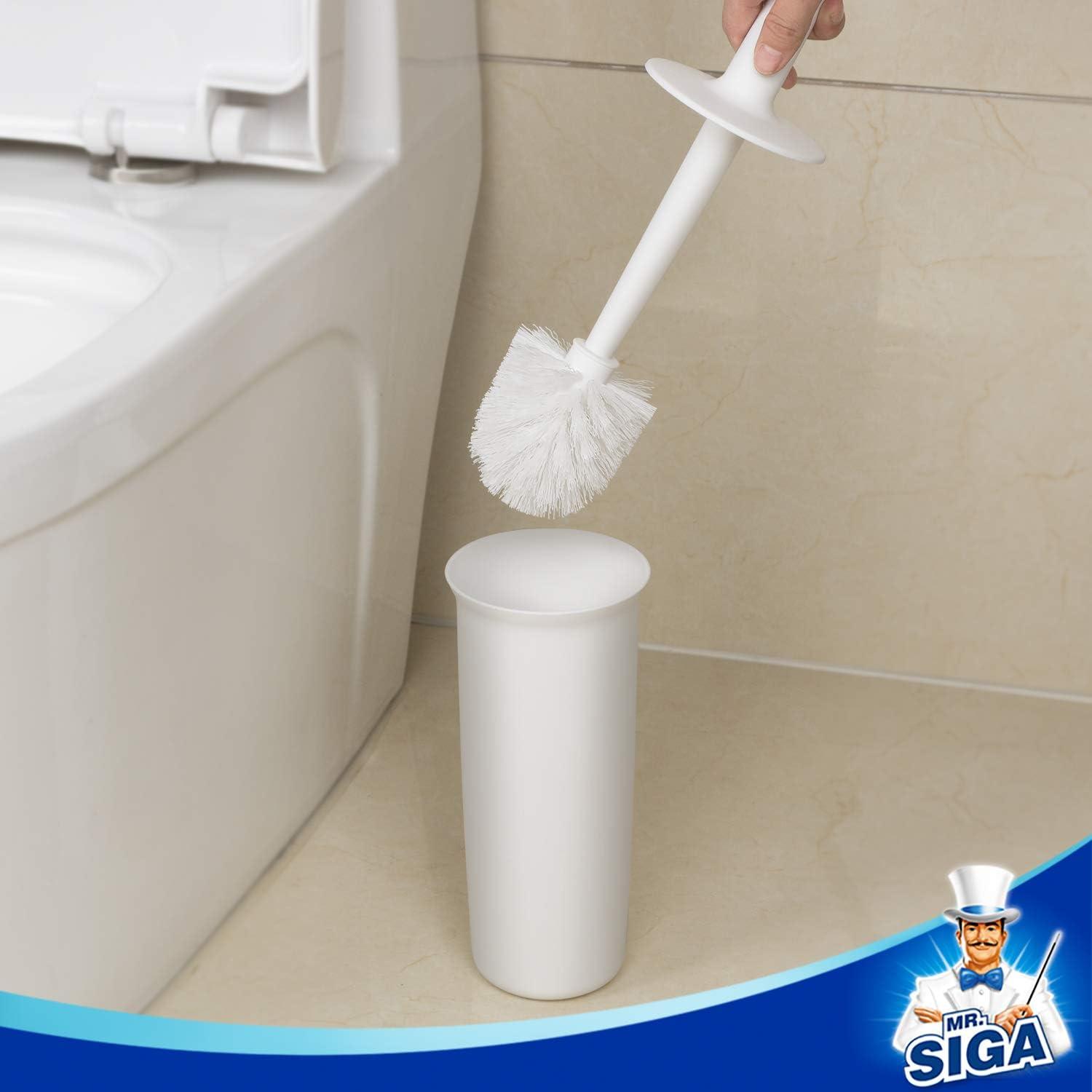 MR.Siga Toilet Bowl Brush and Holder for Bathroom, White, 1 Pack