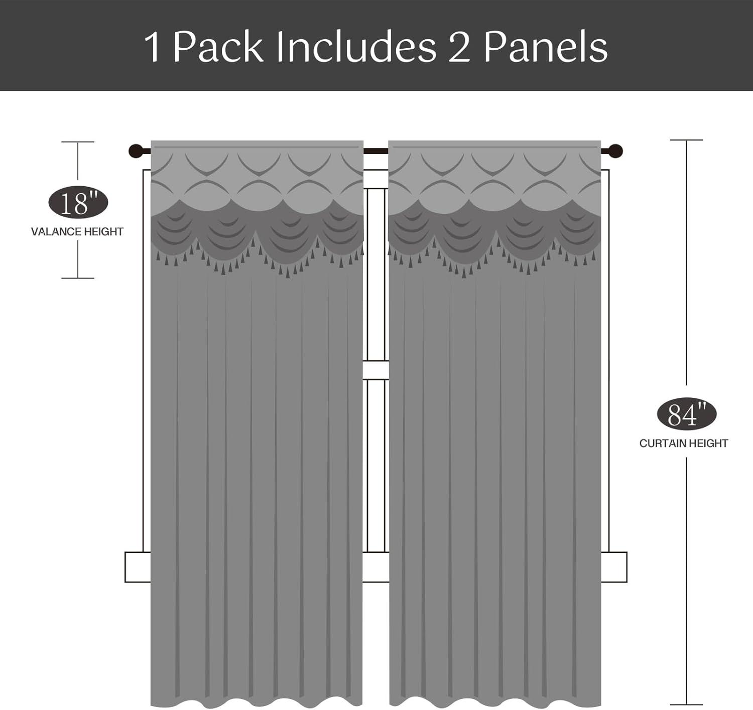 Red Barrel Studio® Embroidery Sheer Curtain 2 Panels Set Luxury Window Curtain Attached Valance With Satin Backing And 2 Tie Backs