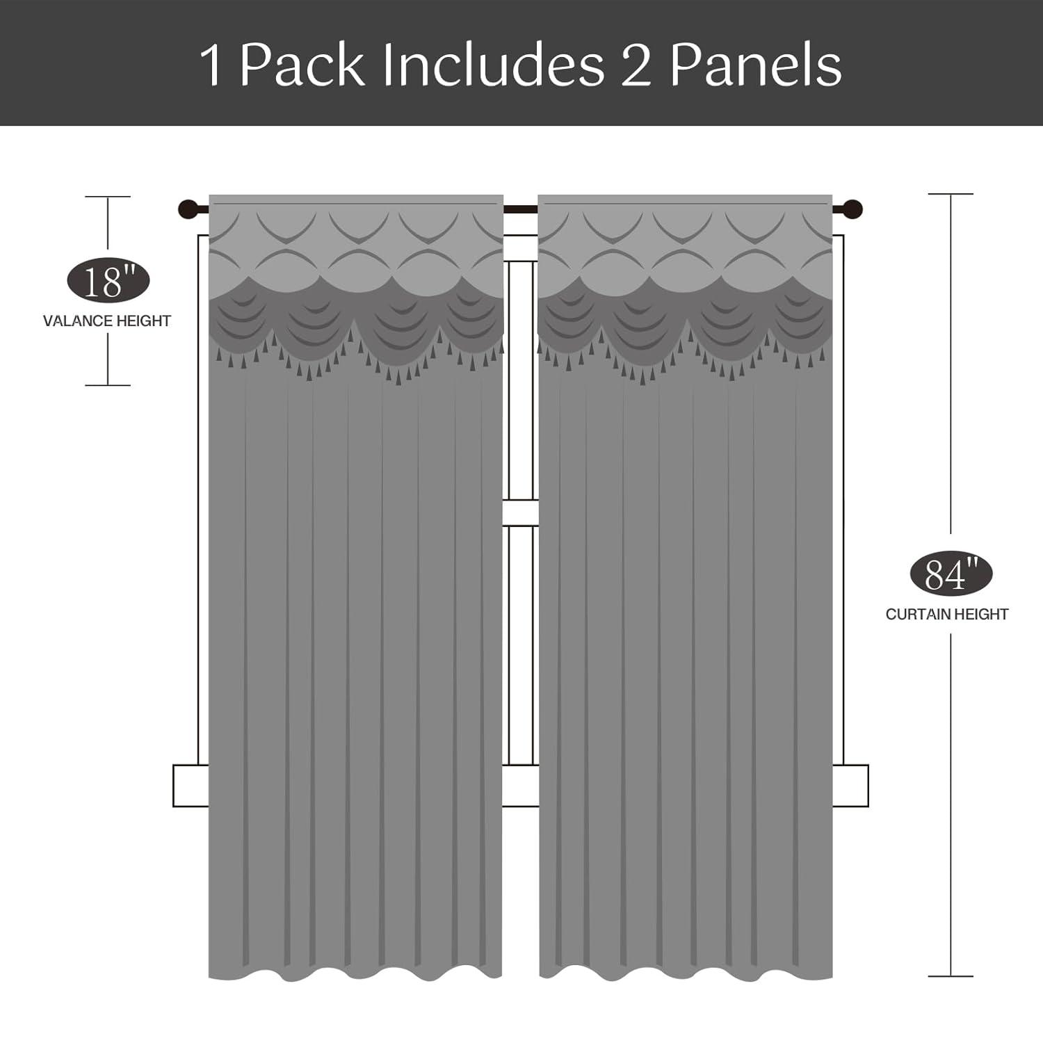 Red Barrel Studio® Embroidery Sheer Curtain 2 Panels Set Luxury Window Curtain Attached Valance With Satin Backing And 2 Tie Backs