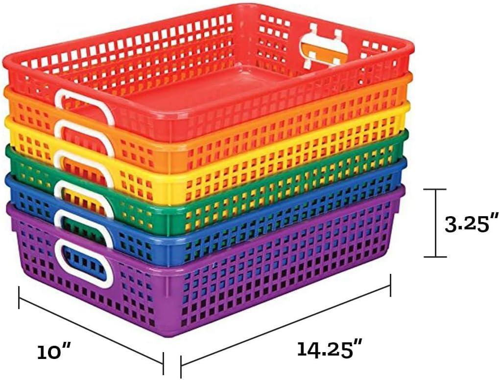 Multicolor Rectangular Plastic Storage Baskets for Kitchen, Set of 6