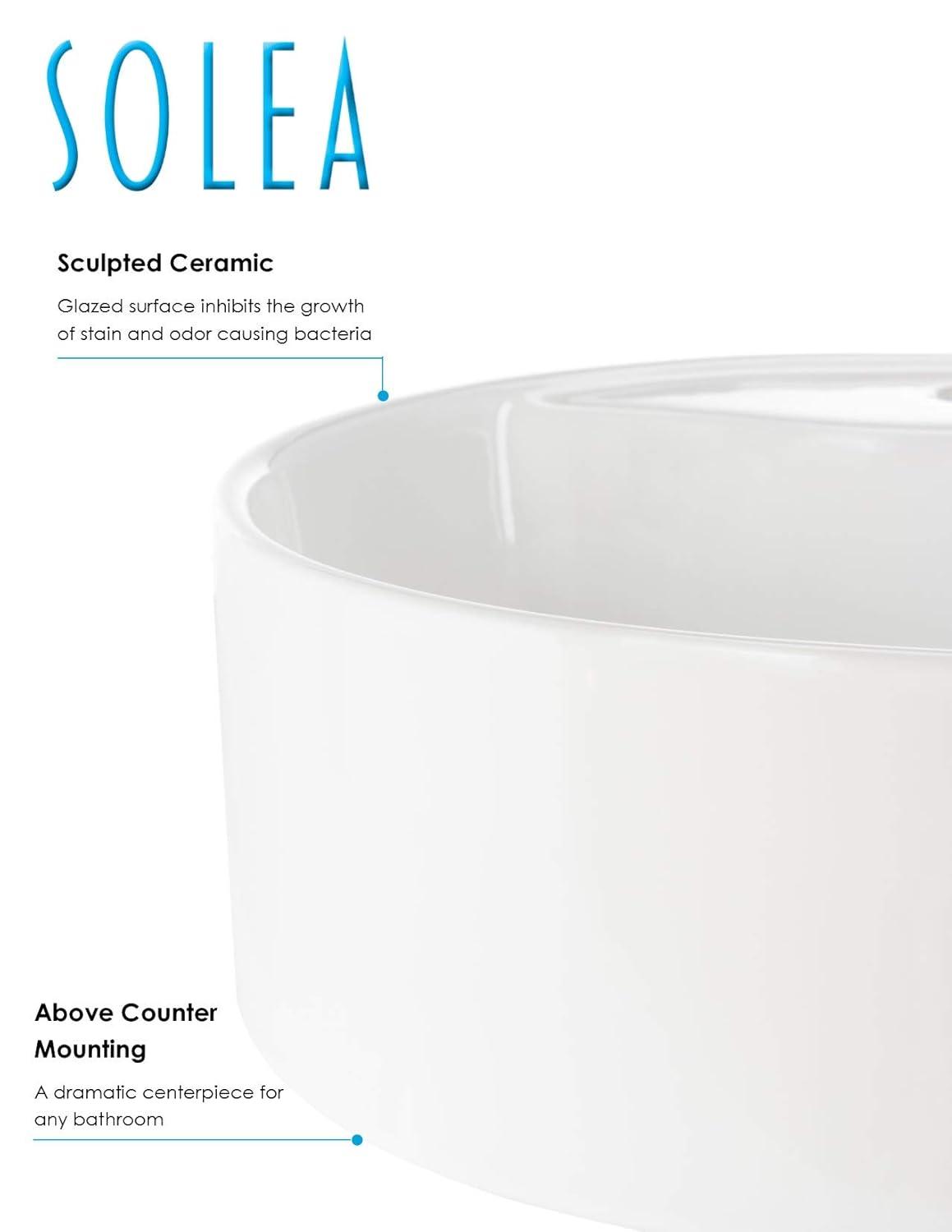 Safavieh Brook 16.7'' White Ceramic Circular Bathroom Sink with Overflow