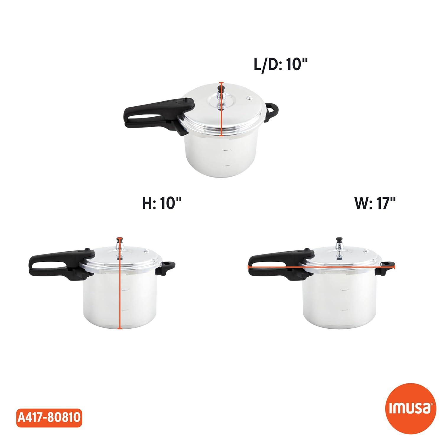 IMUSA 7qt Stovetop Natural Finish Basic Pressure Cooker - Silver: Aluminum, Locking Lid, Cool Touch Handle, Hand Wash