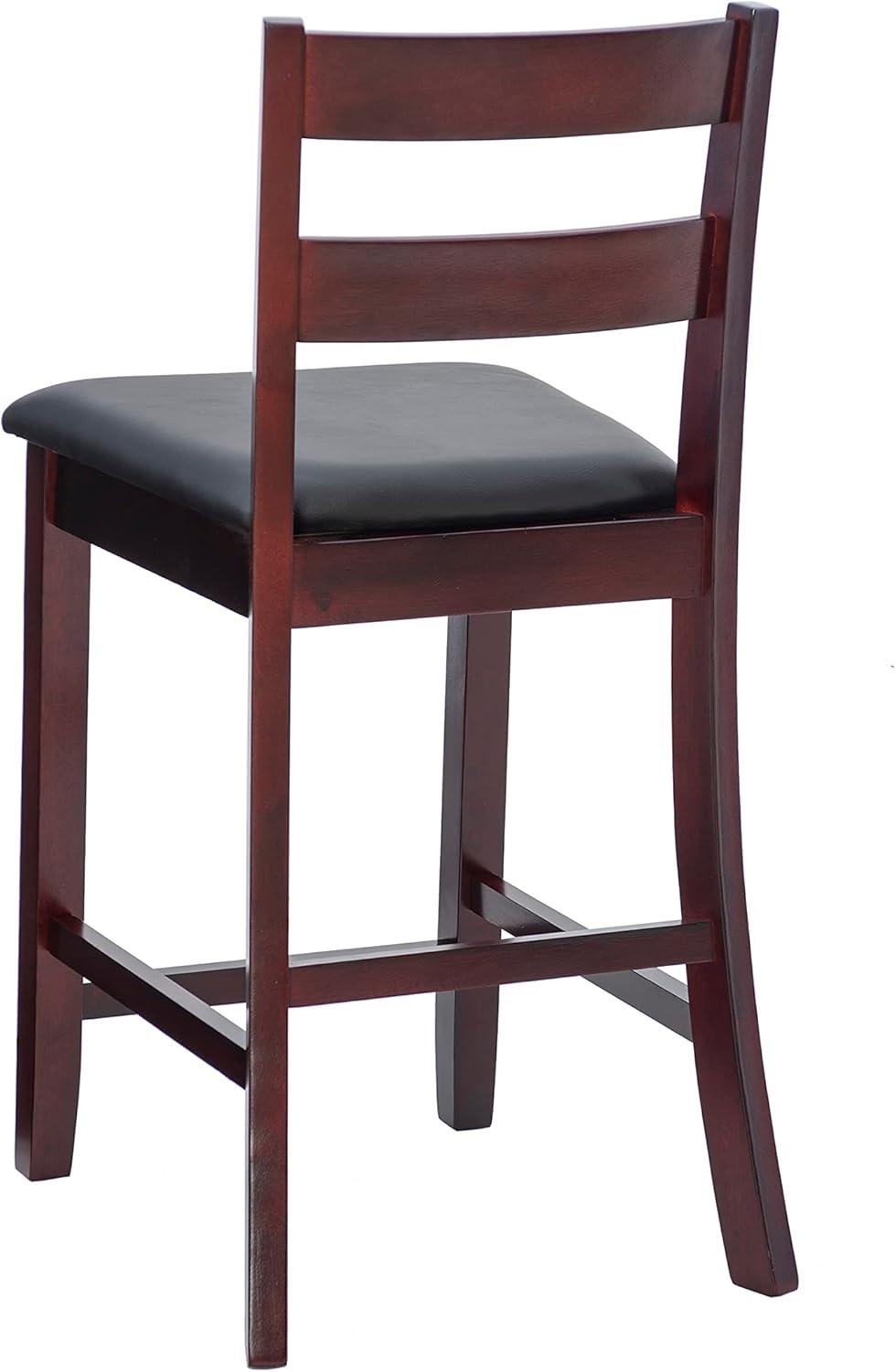 Triena Soho 24" Dark Cherry Wood and Brown Faux Leather Counter Stool