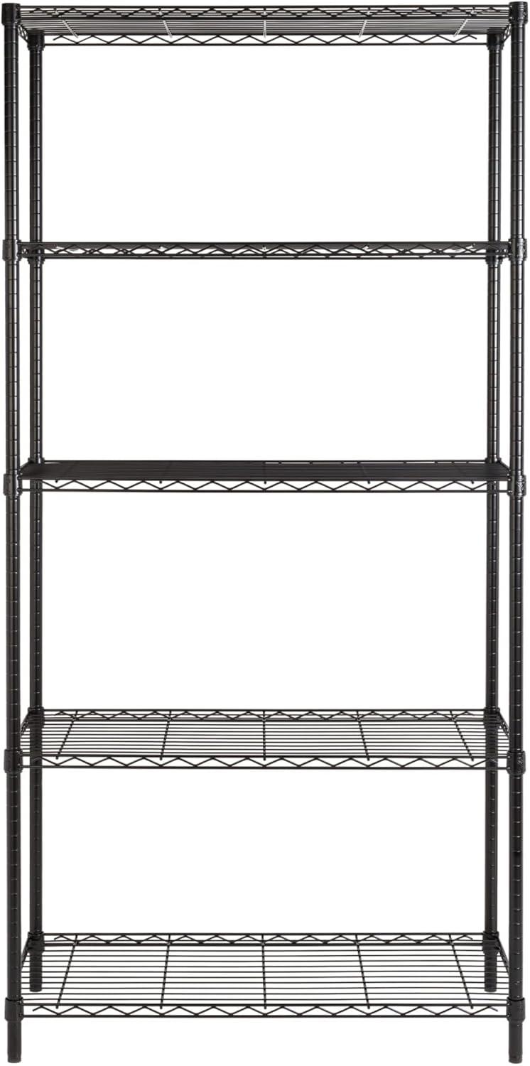 Honey-Can-Do 5-Shelf Steel Adjustable Storage Shelves, Black, Holds up to 350 lb per Shelf