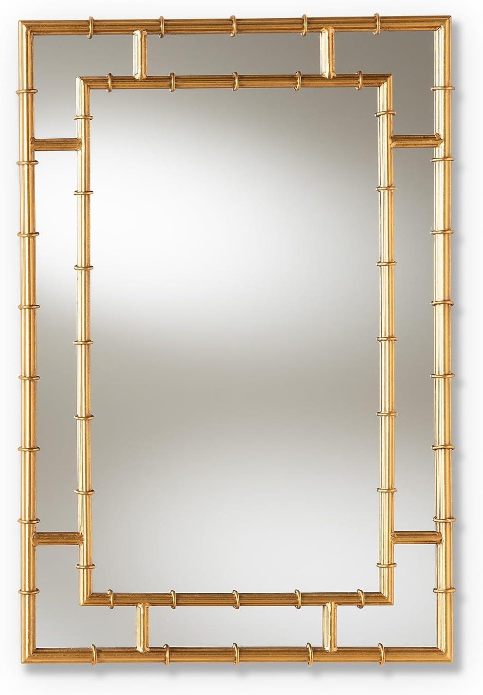 Baxton Studio Adra Modern and Contemporary Gold Finished Bamboo Accent Wall Mirror,Wholesale Interiors