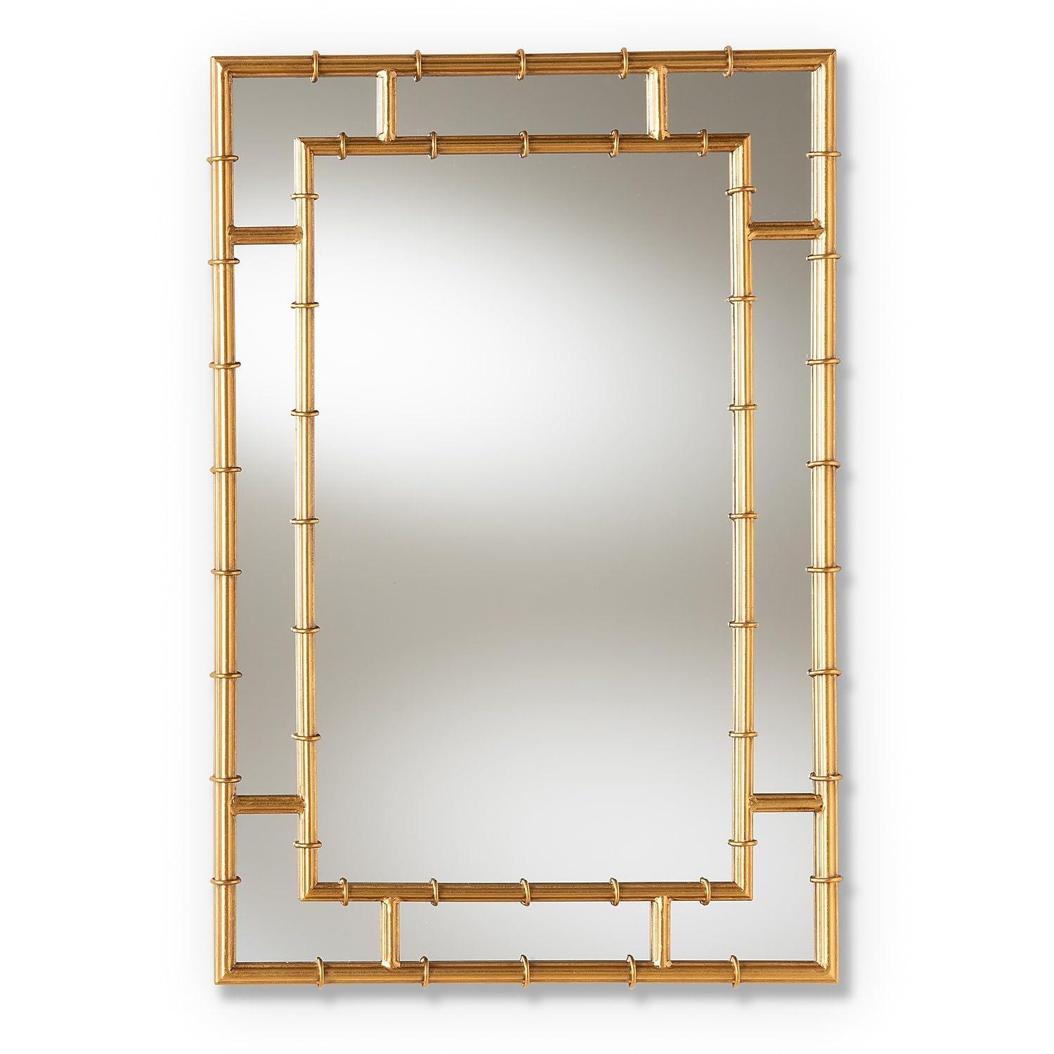 Baxton Studio Adra Modern and Contemporary Gold Finished Bamboo Accent Wall Mirror,Wholesale Interiors