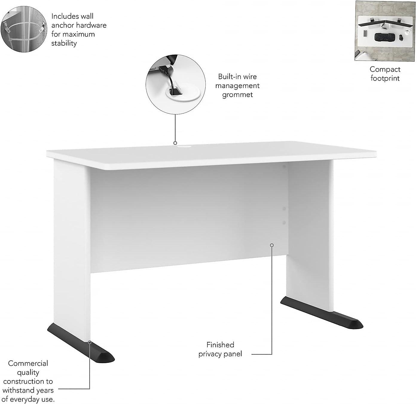 Studio A 48W Computer Desk in White - Engineered Wood