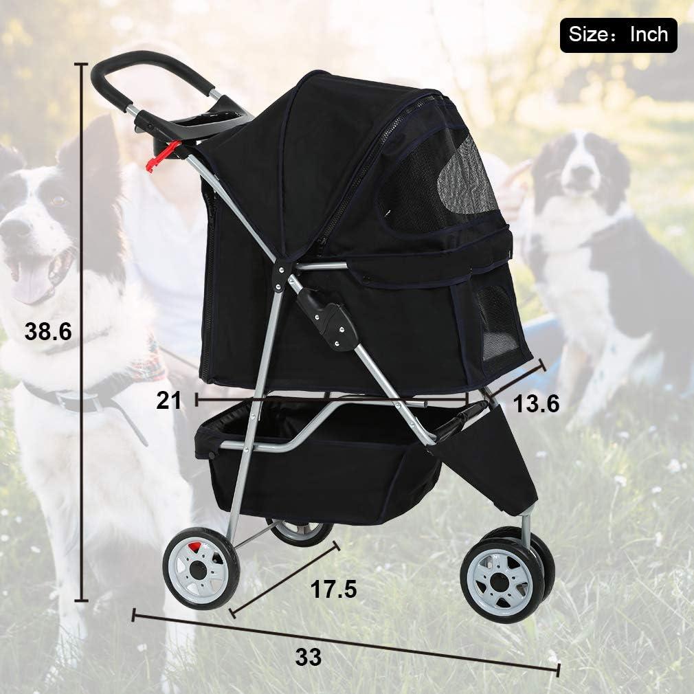 FDW 3 Wheels Pet Stroller Dog Cat Cage Jogger Stroller for Medium Small Dogs Cats Travel Folding Carrier Waterproof Puppy Stroller