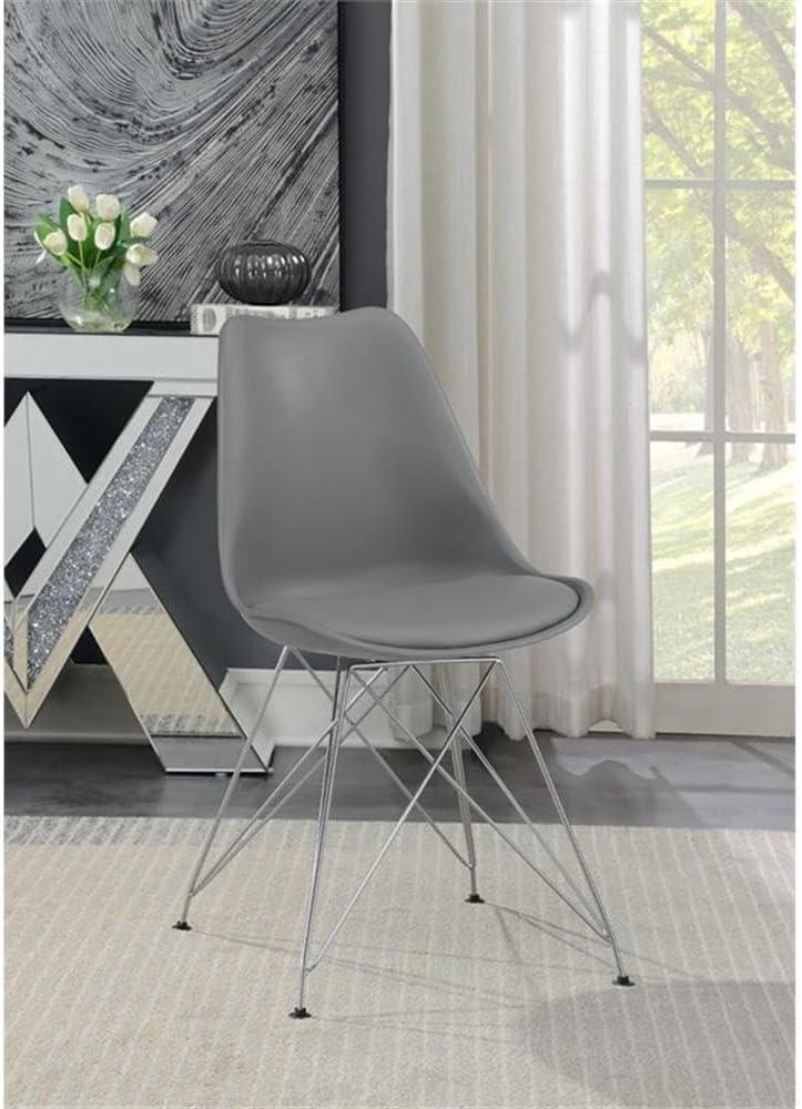 Coaster Juniper 19" Upholstered Faux Leather Side Chair in Gray