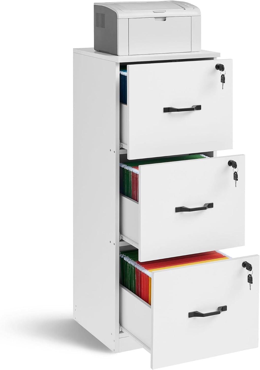 Cloud White Vertical 3-Drawer Lockable File Cabinet