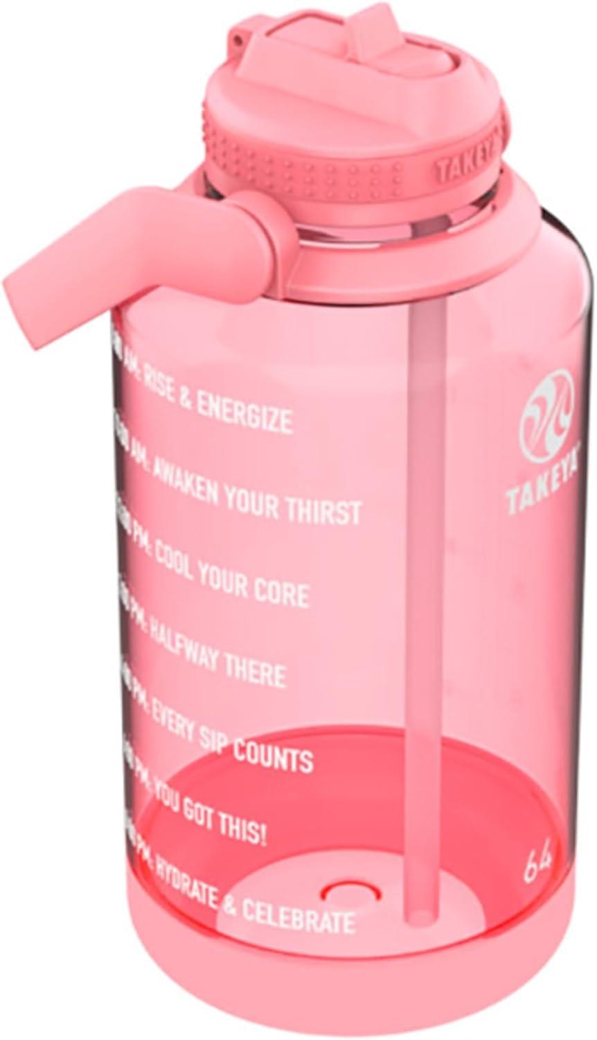 Takeya 64oz Tritan Motivational Water Bottle with Straw Lid - Pink