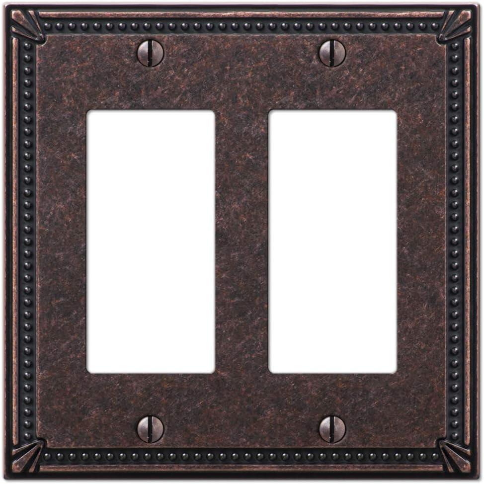 Amerelle 74RRAZ Moderne Wallplate 2 Rocker Cast Metal Aged Bronze 1-Pack