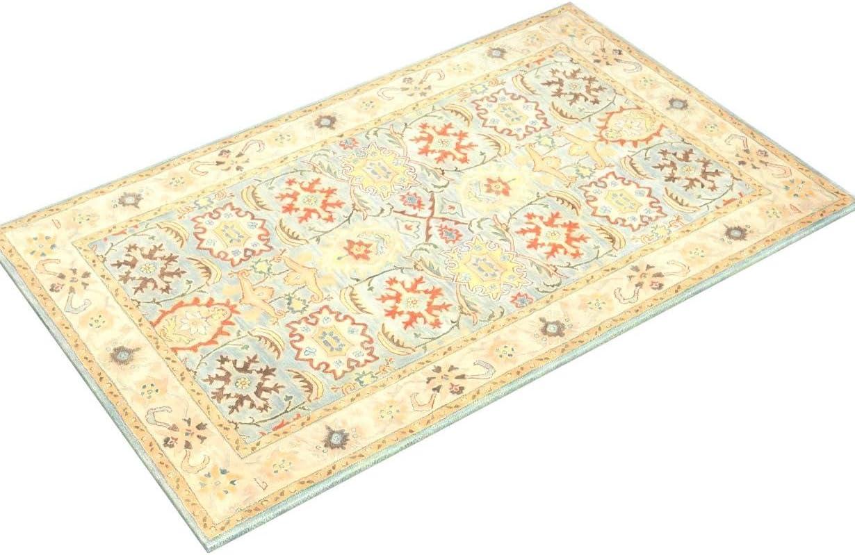 Heritage HG734 Handmade Area Rug - 5'x8' - Light Blue/Ivory - Safavieh