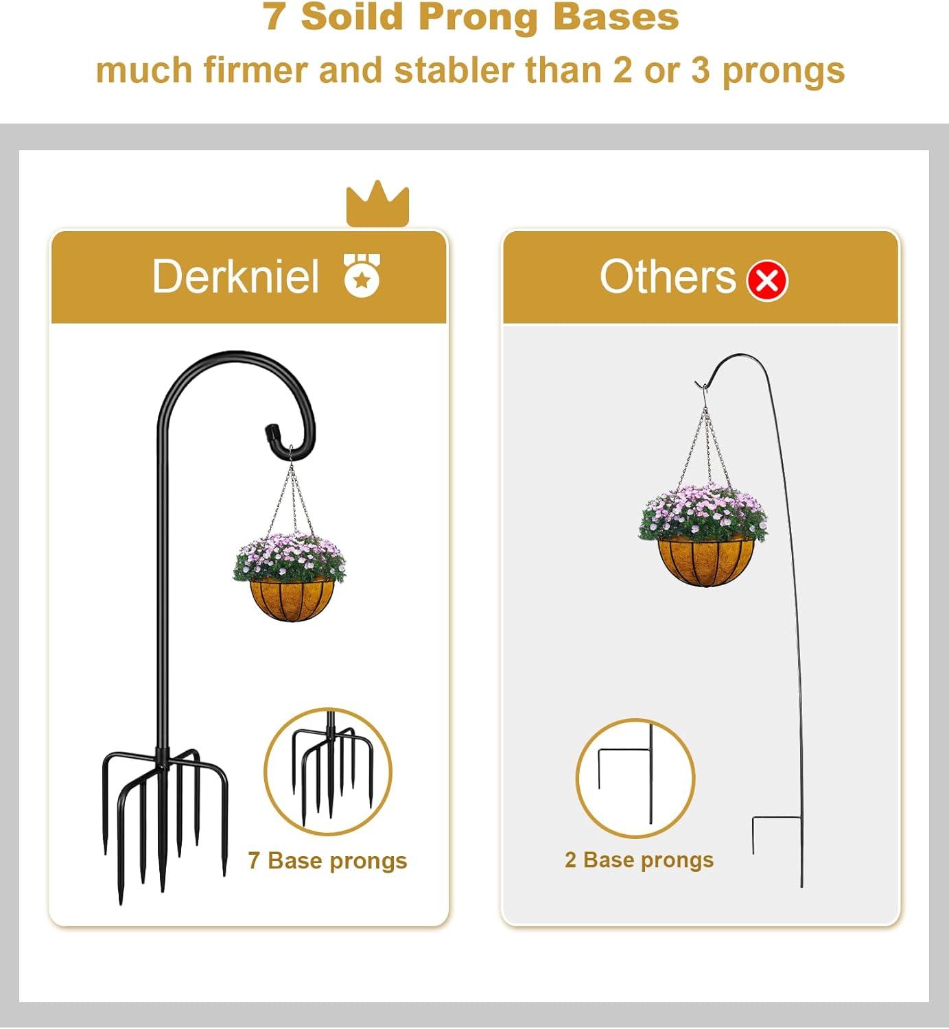 Shepherd Hook 92 Inch Tall Heavy-Duty Metal Garden Hanging Pole Stake for Bird Feeder Pole Plant Baskets, Black (2 Pack)