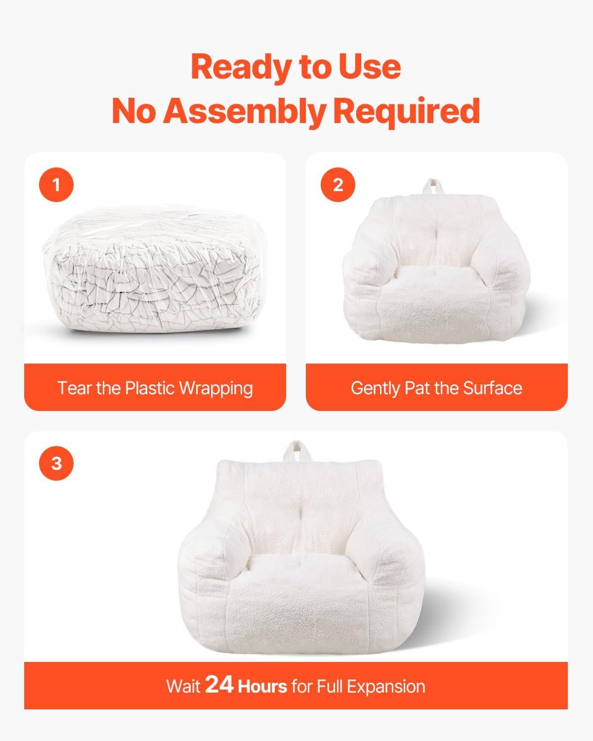 VEVOR 3-Foot Bean Bag Chair with Soft Armrests & Storage Pocket – Comfortable Seating for Home