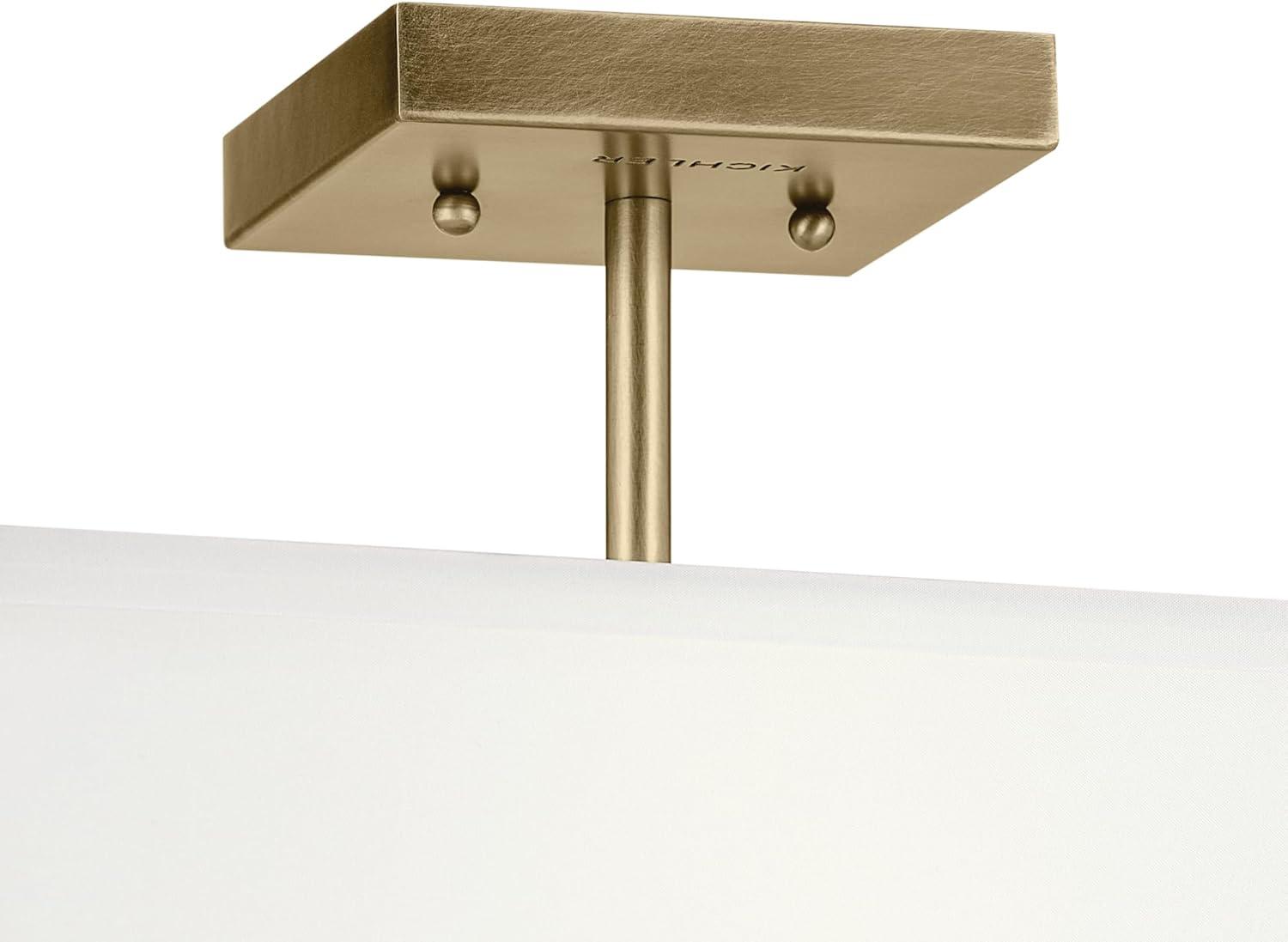 Shailene 14" 3 Light Square Semi Flush with Satin Etched White Diffuser and White Microfiber Shade in Brushed Nickel