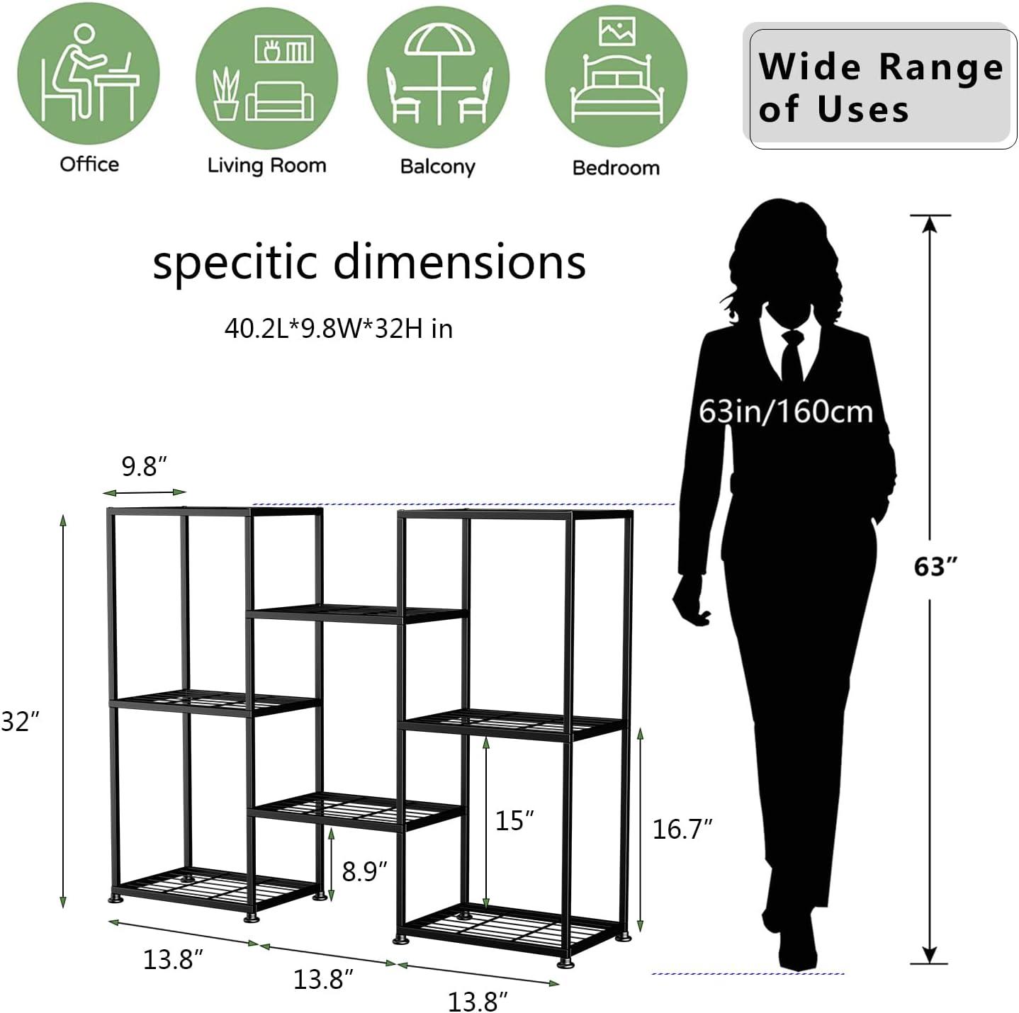 Black Metal 8-Tier Indoor/Outdoor Plant Stand