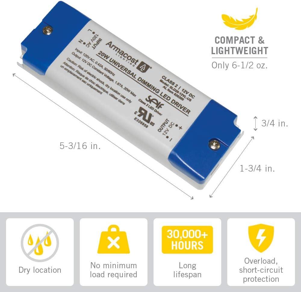 Universal Dimmable LED Driver 12V DC, 20W Electronic Transformer