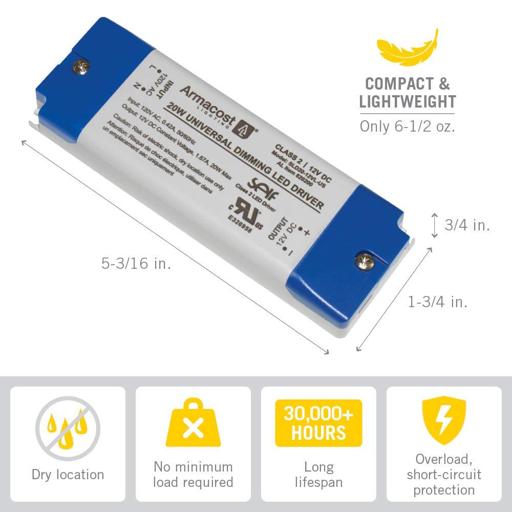 Universal Dimmable LED Driver 12V DC, 20W Electronic Transformer