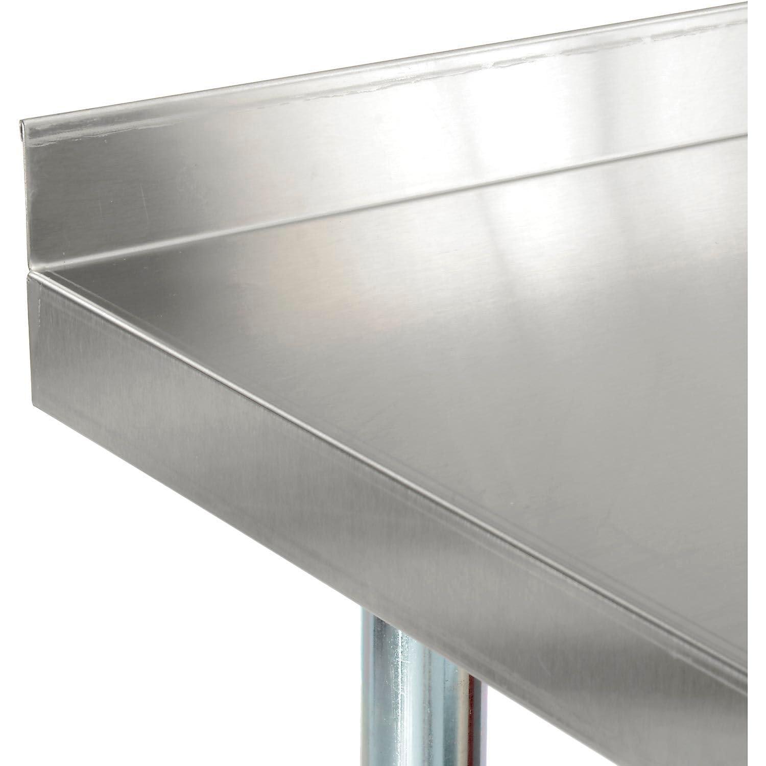 Nexel 96"W x 30"D 18 Gauge 430 Stainless Steel Workbench 2" Backsplash, Galvanized Legs & Undershelf