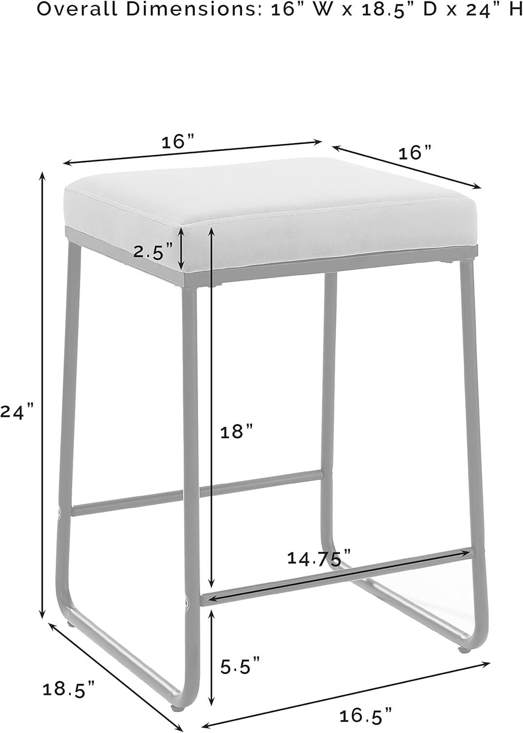 Crosley Set of 2 Beckett Counter Height Barstools Gray: Upholstered Velvet, 24" Seat, Steel Frame