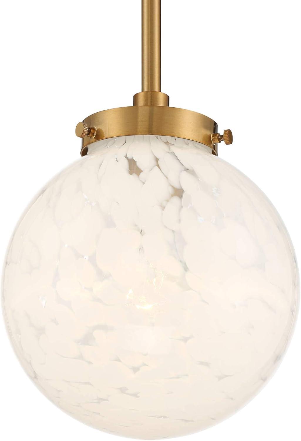 Possini Euro Design Candide Warm Brass Mini Pendant Lighting 7" Wide Mid Century Modern Art Glass Globe Shade for Dining Room House Kitchen Island