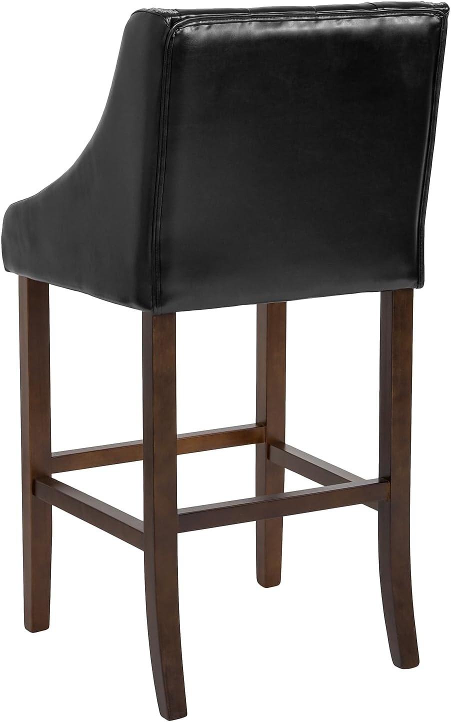 Flash Furniture Carmel Series 30" High Transitional Tufted Walnut Barstool with Accent Nail Trim