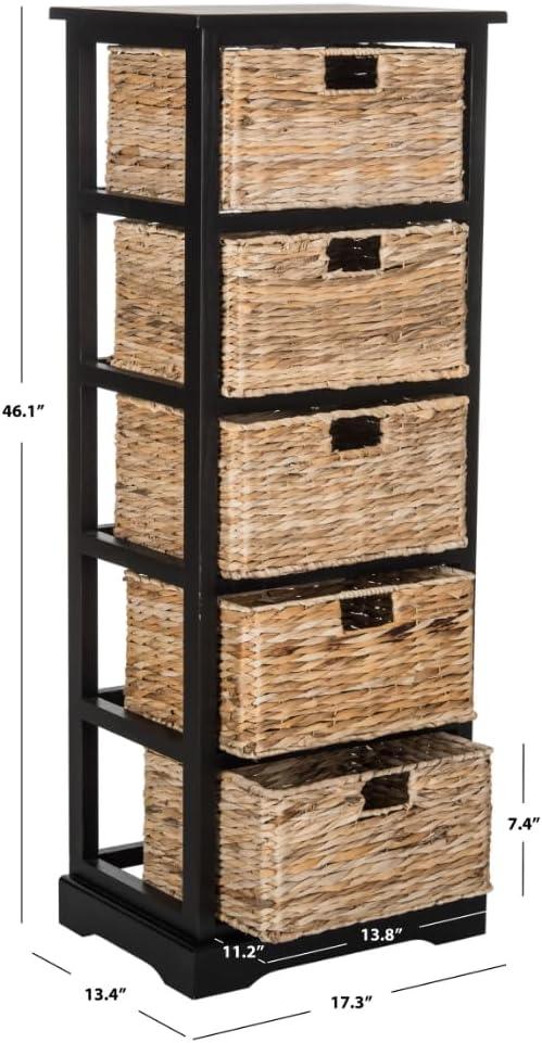 Vedette 5 Wicker Basket Storage Tower - AMH5739 - Distressed Black - Safavieh Couture