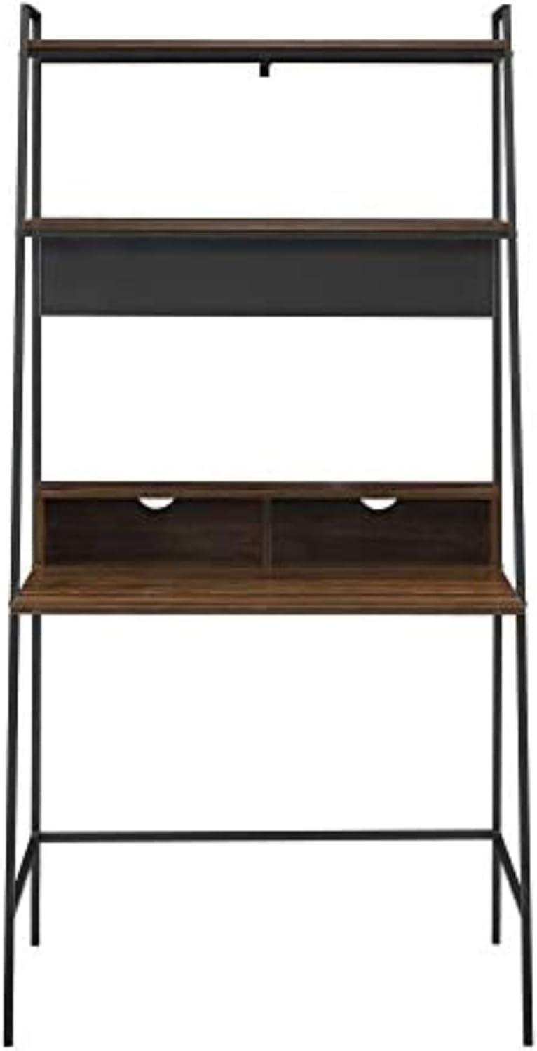 Walker Edison Freya Urban Industrial Ladder Desk with Metal Magnet Board, 36 Inch, Rustic Oak