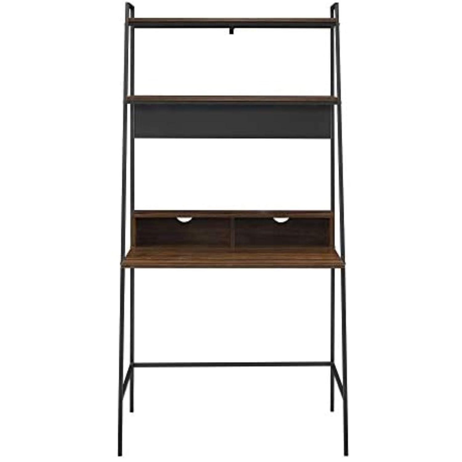 Walker Edison Freya Urban Industrial Ladder Desk with Metal Magnet Board, 36 Inch, Rustic Oak