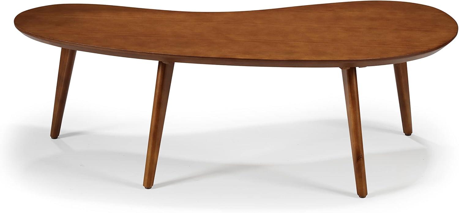 Mid-Century Modern Castanho Pine Wood Oval Coffee Table