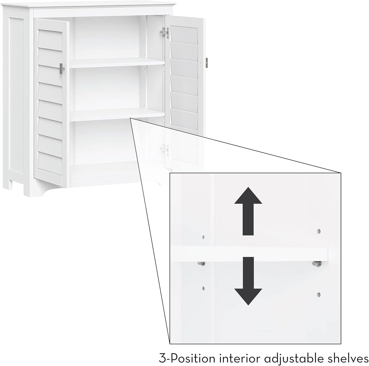 RiverRidge Brookfield Two-Door Floor Bathroom and Laundry Storage Cabinet and Organizer with Adjustable Shelves - White