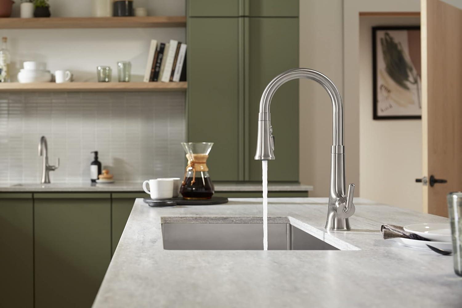 Tone Single Handle Pull Down Kitchen Sink Faucet with Three-Function Pull Down Sprayer