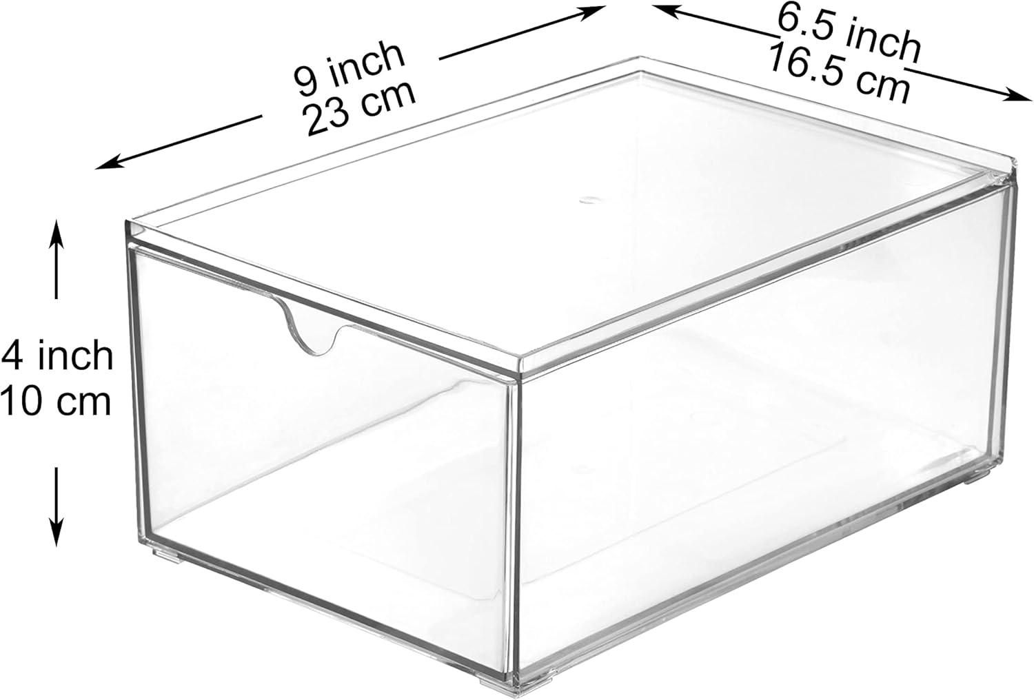 Youngever 2 Pack Stackable Makeup Organizer Drawers, 9" x 6.5" x 4 Clear Cosmetic Storage Organizers