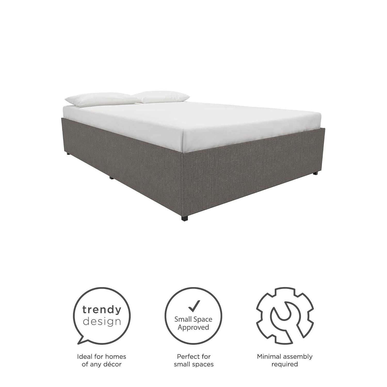 DHP Maven Platform Bed with Storage, Full, Gray Linen