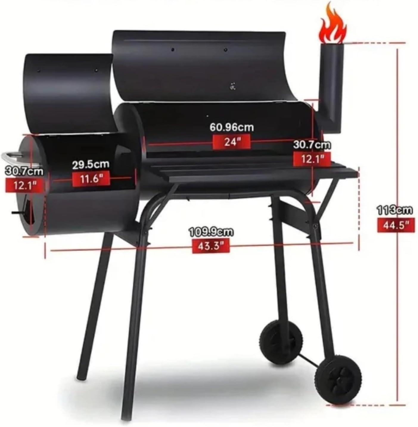 Outdoor Chef's Delight: Heavy-Duty Charcoal Grill with Offset Smoker | Portable BBQ Smoking Station for Backyard Parties and Outdoor Adventures