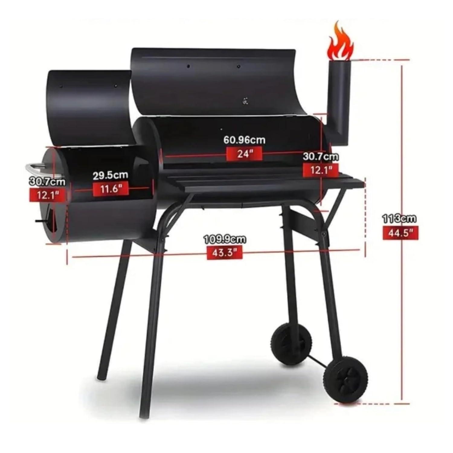 Outdoor Chef's Delight: Heavy-Duty Charcoal Grill with Offset Smoker | Portable BBQ Smoking Station for Backyard Parties and Outdoor Adventures