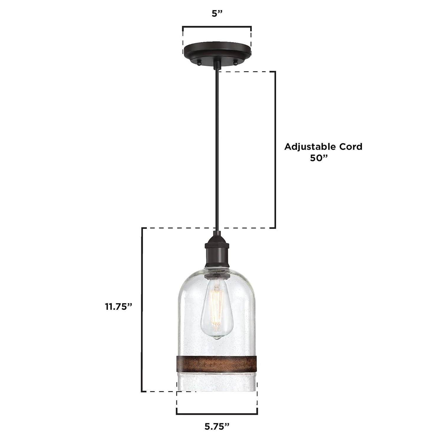 Westinghouse Lighting 6129800 Tarrant One Light Indoor Mini Pendant with Barnwood Band, Black-Bronze & Clear Seeded Glass