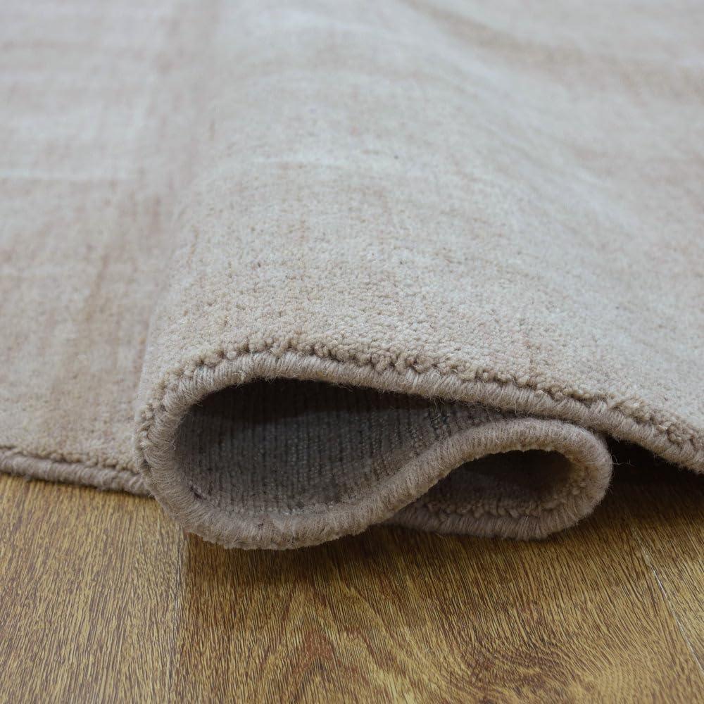 Rugsotic Carpets Alfombras Hechas a Mano Telar Anudado Redondo 10'x10' Lana Beige para Uso en Interiores