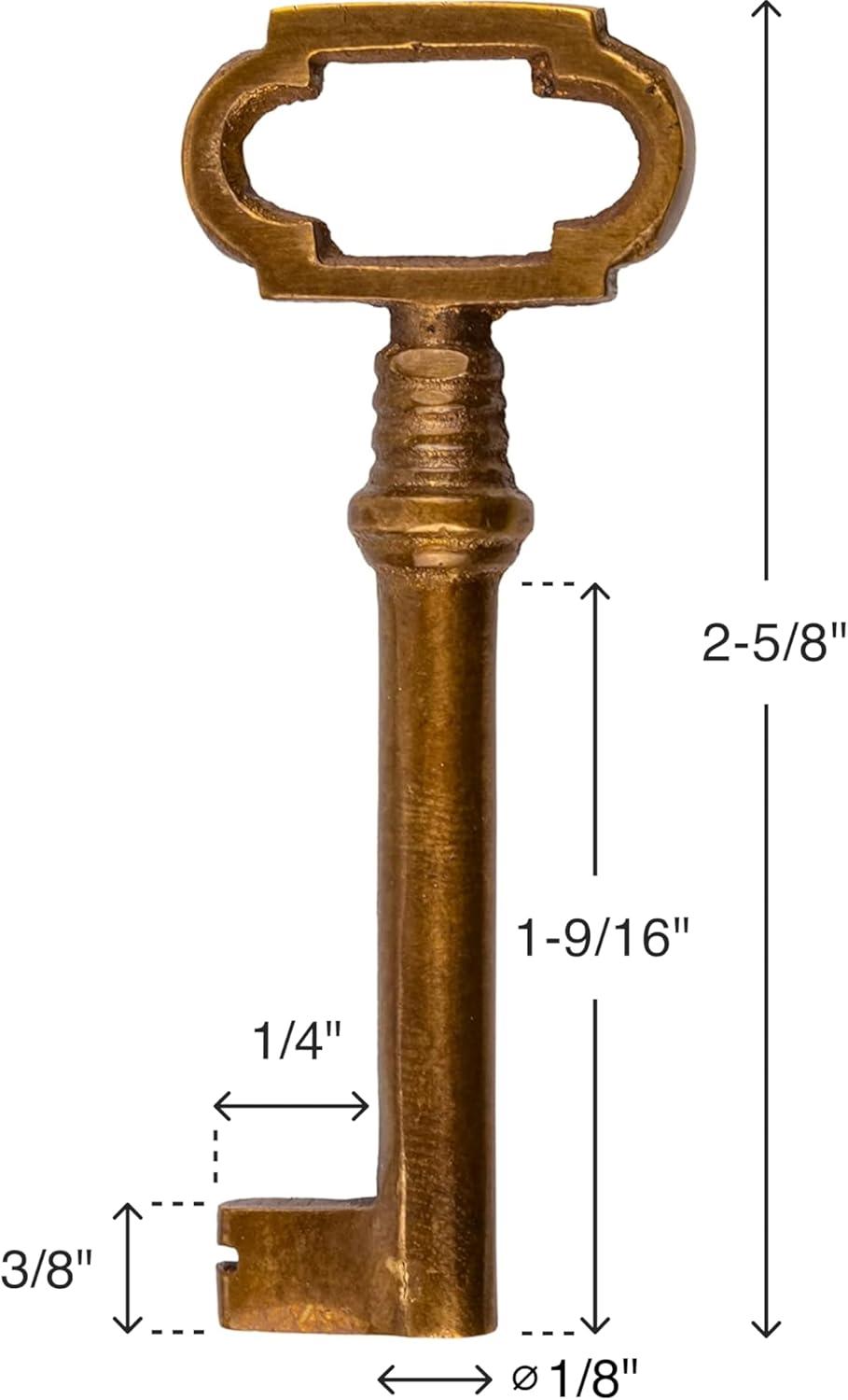 Brass Plated Hollow Barrel Skeleton Key for Antique Furniture