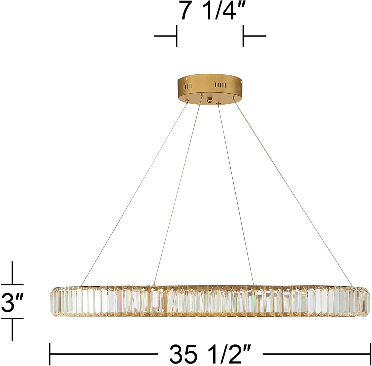 Possini Euro Design Vesta Gold Ring Pendant Light 35 1/2" Wide Modern LED Crystal Glass for Dining Room House Foyer Kitchen Island Entryway Bedroom