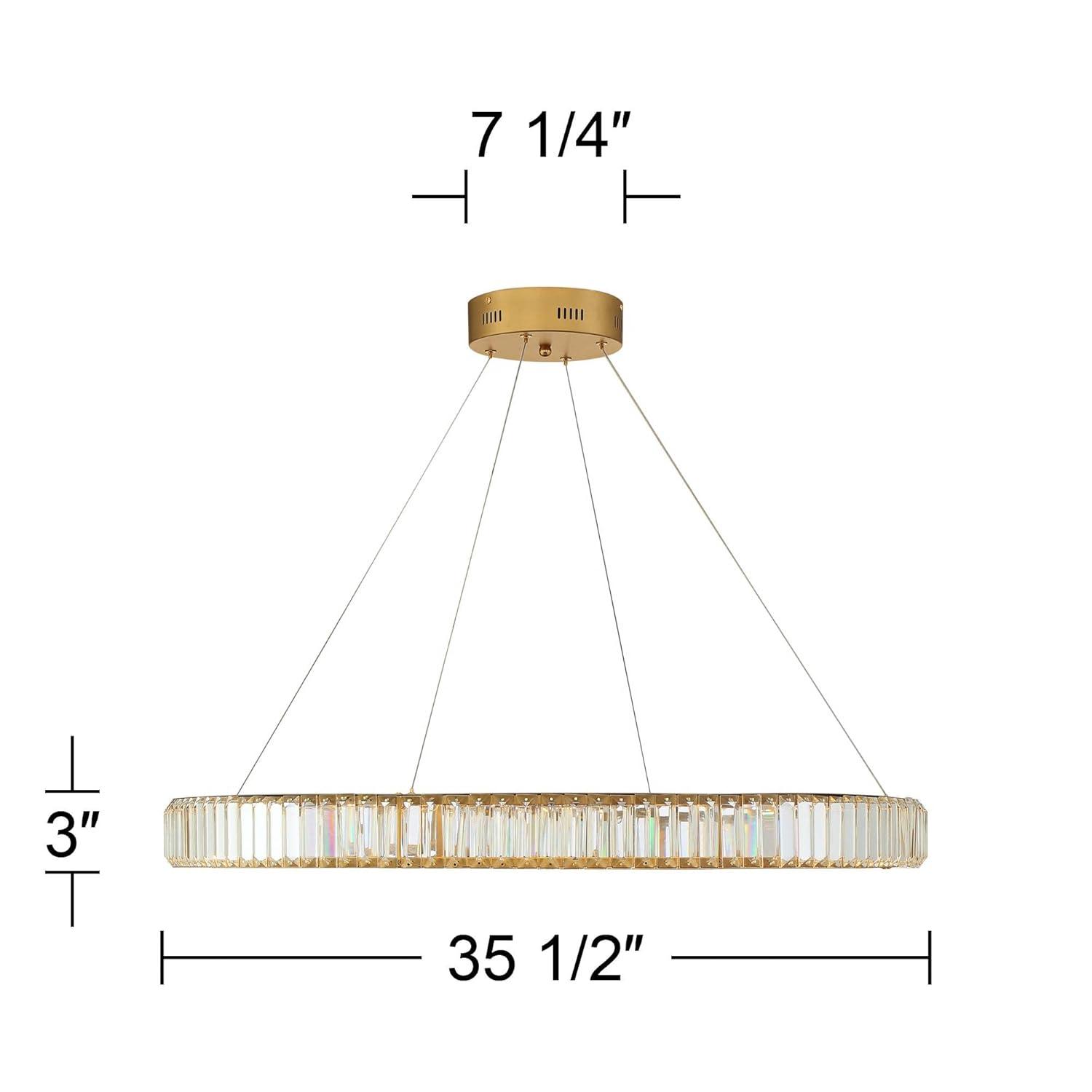 Possini Euro Design Vesta Gold Ring Pendant Light 35 1/2" Wide Modern LED Crystal Glass for Dining Room House Foyer Kitchen Island Entryway Bedroom