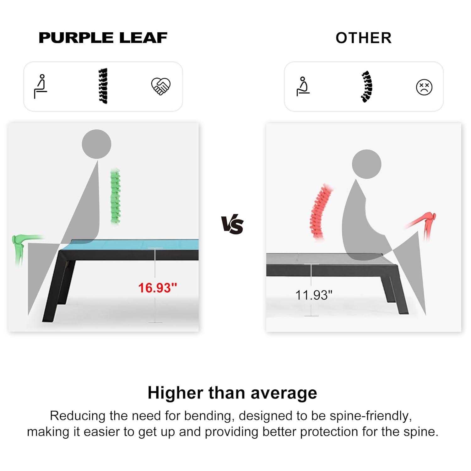 PURPLE LEAF Outdoor Chaise Lounge with Wheels for Outside 2 Pieces Aluminum Patio Lounge Chair with 5 Adjustable Position Recliner for Patio, Beach, Yard, Pool, Side Table Included, Beige