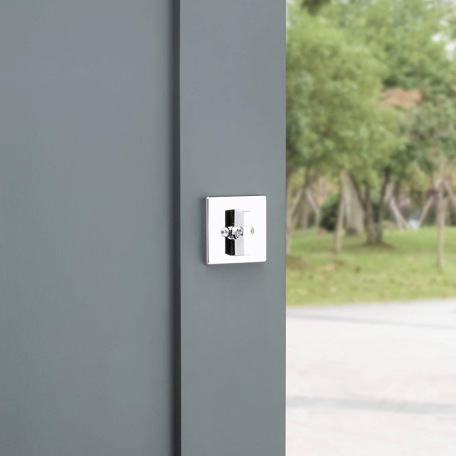 Polished Chrome Square Single Cylinder Deadbolt with SmartKey Security